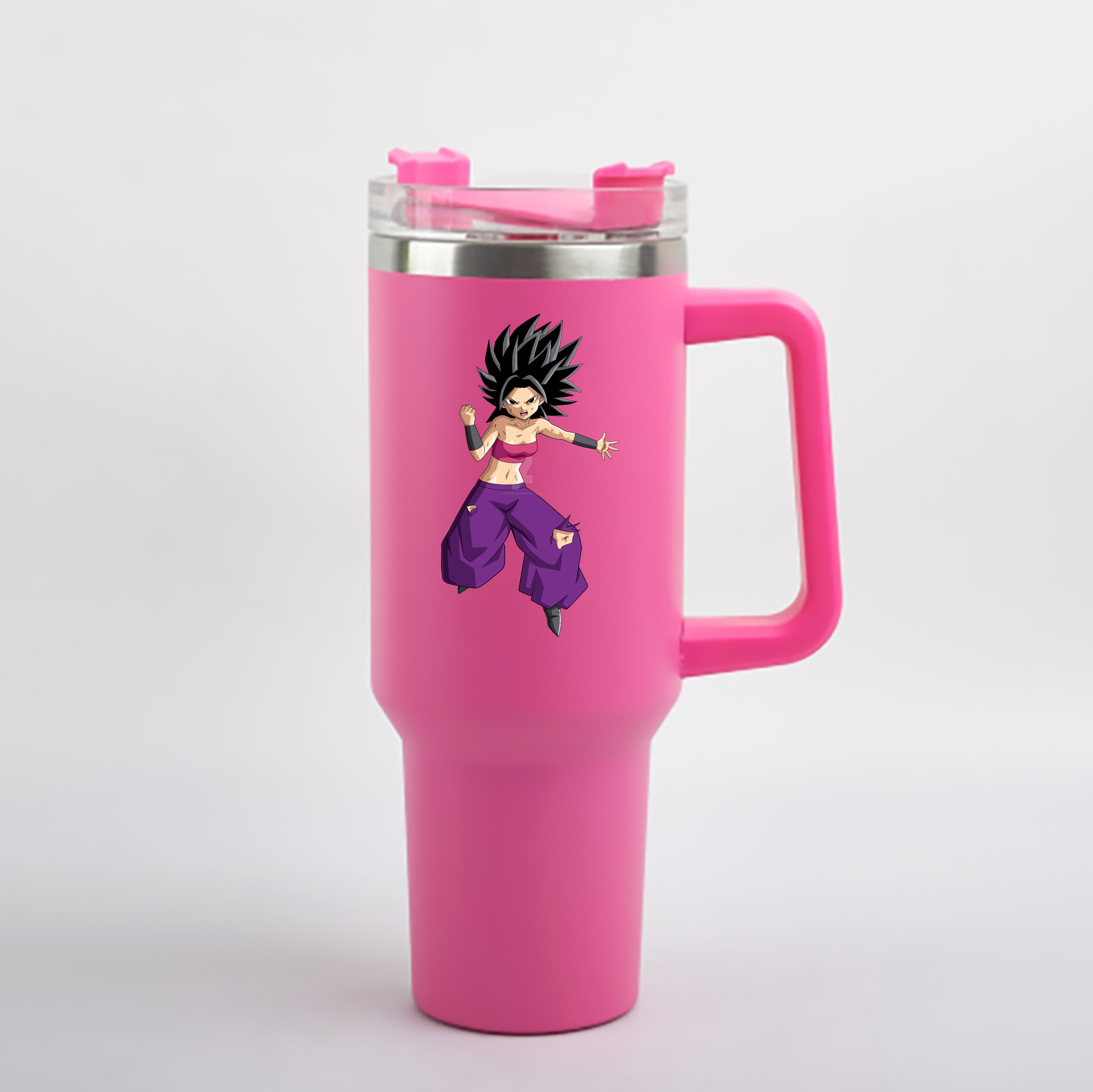 （画像用） ドラゴンボール カリフラ DRAGON BALL Caulifla 1200mL車用タンブラー - クリスタルステッカー（プラスチックストロー付き）